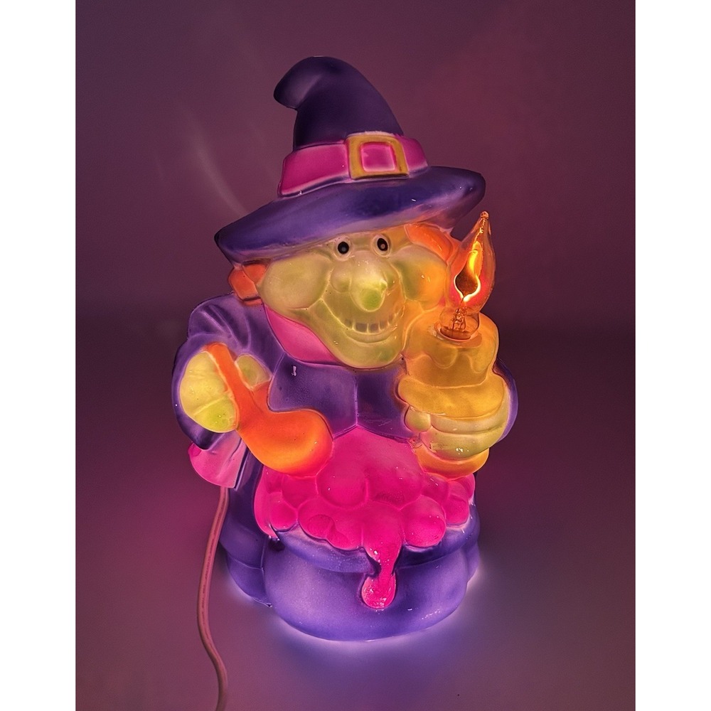 Vintage Halloween Blow Mold Witch Tabletop Light Planet Halloween W79A7946